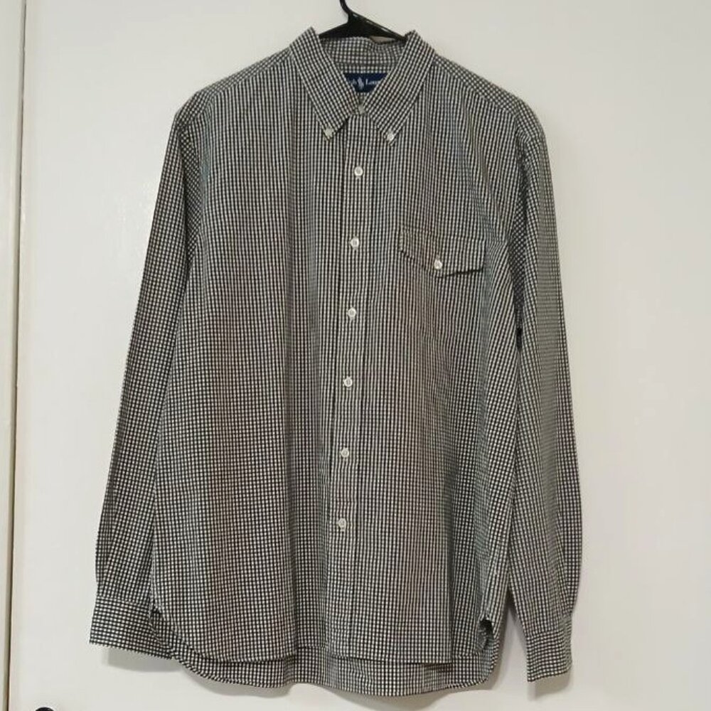 Ralph Lauren Men's Gingham Button-Down Shirt Long Sleeve Size L